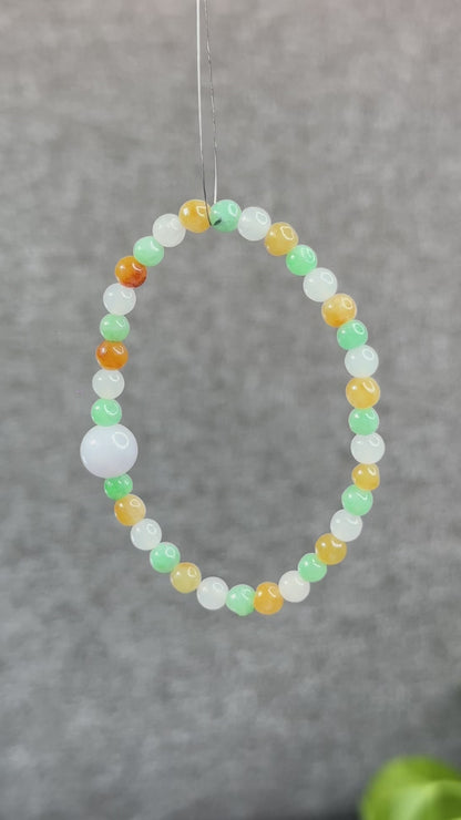 Mulit-Colour Natural Jadeite Jade Bracelet Size 5.4 mm