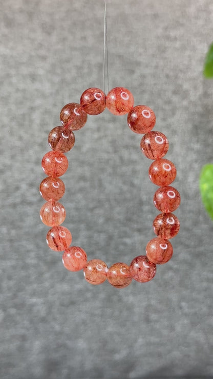 Bracelet Quartz Rutilé Rouge Taille 11-12 mm