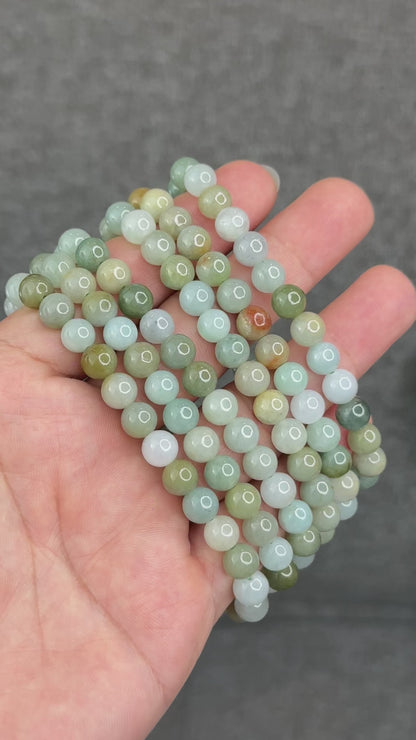 Natural 4 Seasons Colour Type A Jadeite Jade Bracelet Size 7 mm