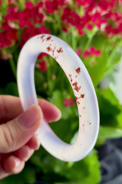 Natural Cinnibar Agate Bangle Chopstick Style Size 58 mm