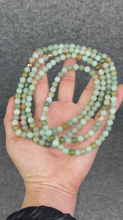 Natural 4 Seasons Colour Type A Jadeite Jade Necklace Size 7 mm