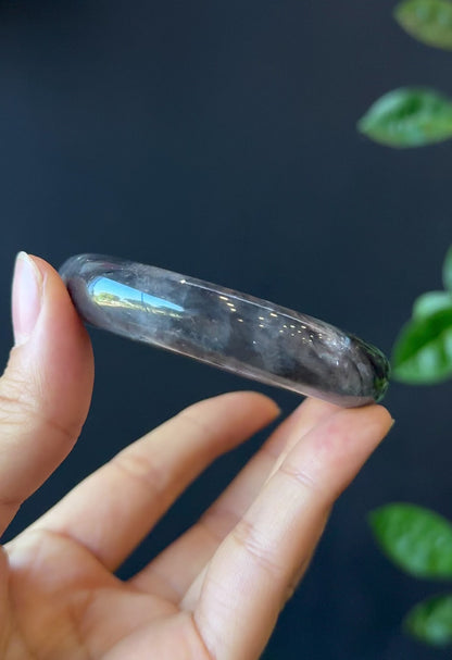 Natural Smokey Quartz Bangle Leaf Style Size 53 mm