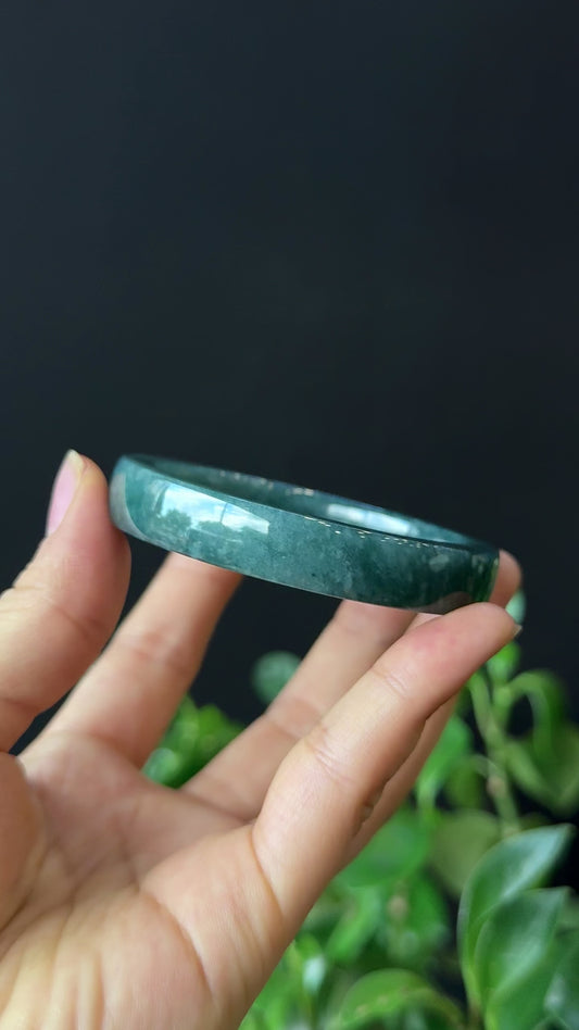 Water Green Natural Jadeite Jade Bangle Square Style Size 54 mm