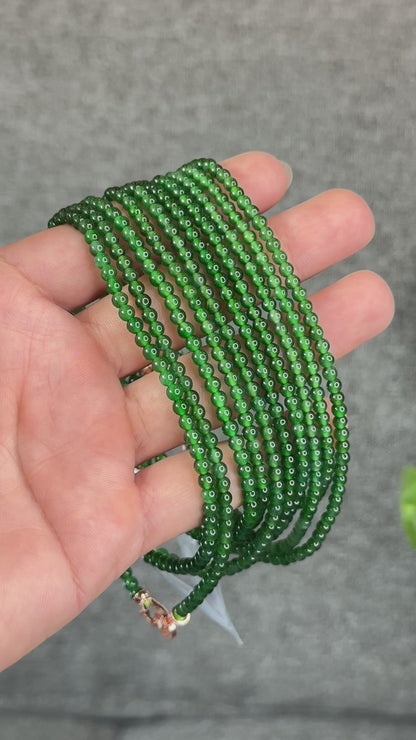 Natural Imperial Green Translucent Jadeite Jade VIP Necklace Accent Clasp