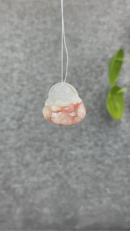 Natural Floral Agate Buddha Charm