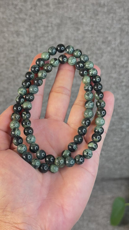 Natural Kambaba Jasper Triple Wrap Bracelet Size 8.5 mm