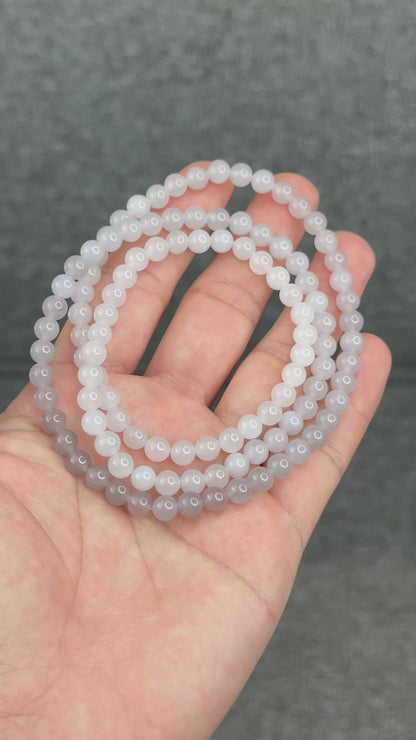Natural Gradient Grey Hetian Nephrite Jade Necklace Size 6 mm