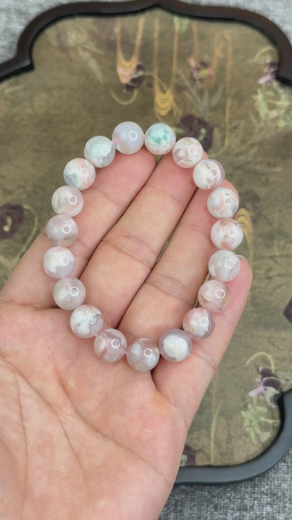 Natural Floral Agate Bracelet Size 10 mm