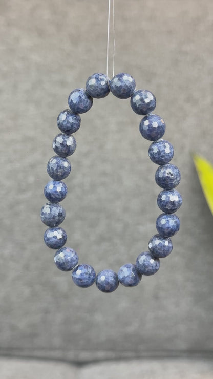 Natural Faceted Blue Sapphire Bracelet Size 9.5 mm