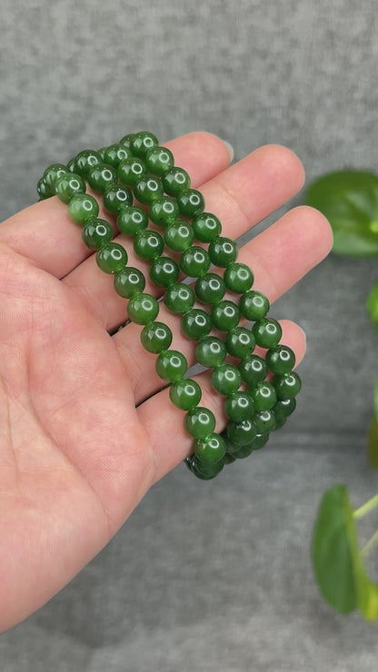 Natural High Quality Nephrite Jade Necklace Size 8 mm