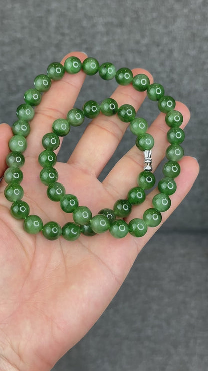 Natural Nephirite Jade Necklace Size 9.5-10 mm