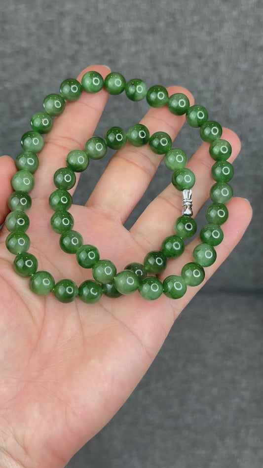 Natural Nephirite Jade Necklace Size 9.5-10 mm