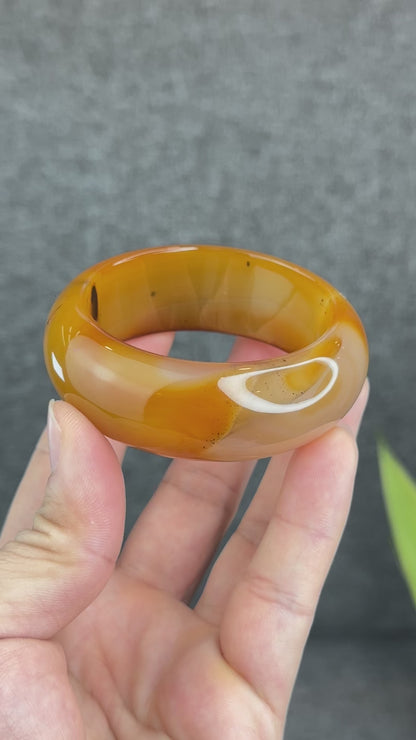 Natural Agate Bangle Leaf Style Size 52 mm