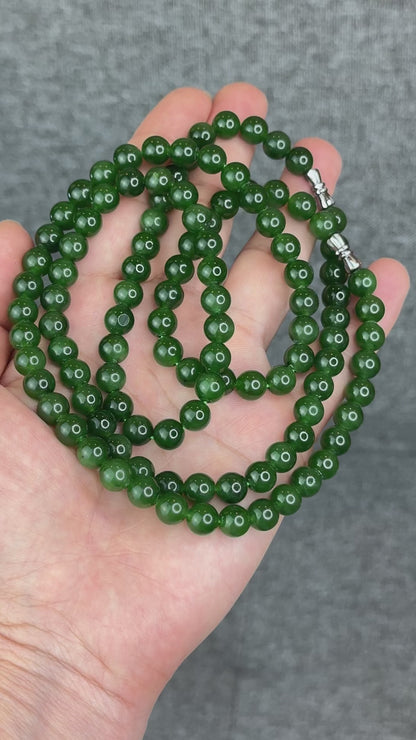 Natural High Quality Nephrite Jade Necklace Size 8 mm