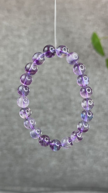Natural Fluorite with Pyrite Bracelet Size 9 mm