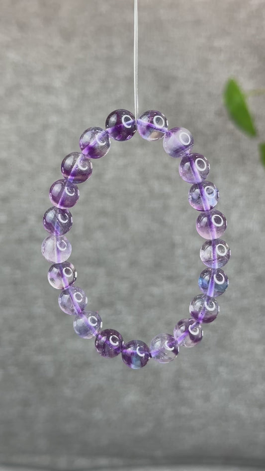 Natural Fluorite with Pyrite Bracelet Size 9 mm