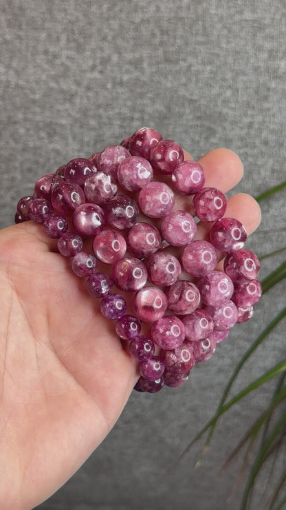 Dark Pink Natural Muscovite Bracelet Size 12.5 mm