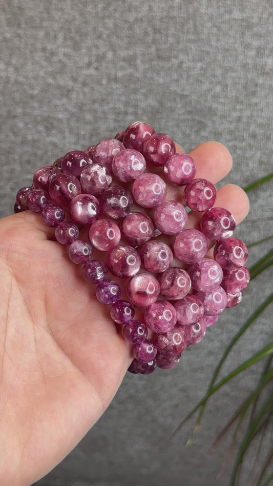 Dark Pink Natural Muscovite Bracelet Size 12.5 mm