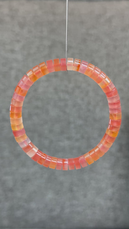 Natural Nan Hong Agate Soft Bangle Bracelet Size 7 mm