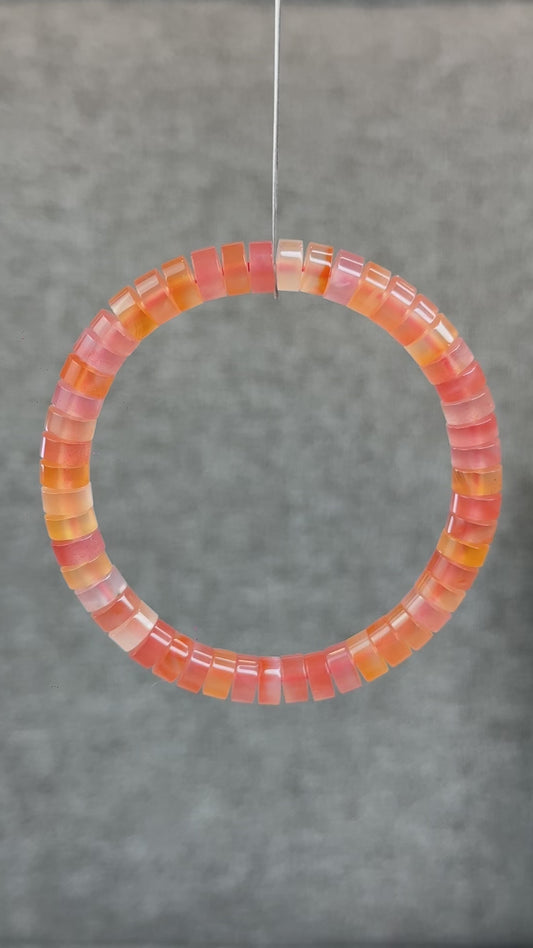 Natural Nan Hong Agate Soft Bangle Bracelet Size 7 mm