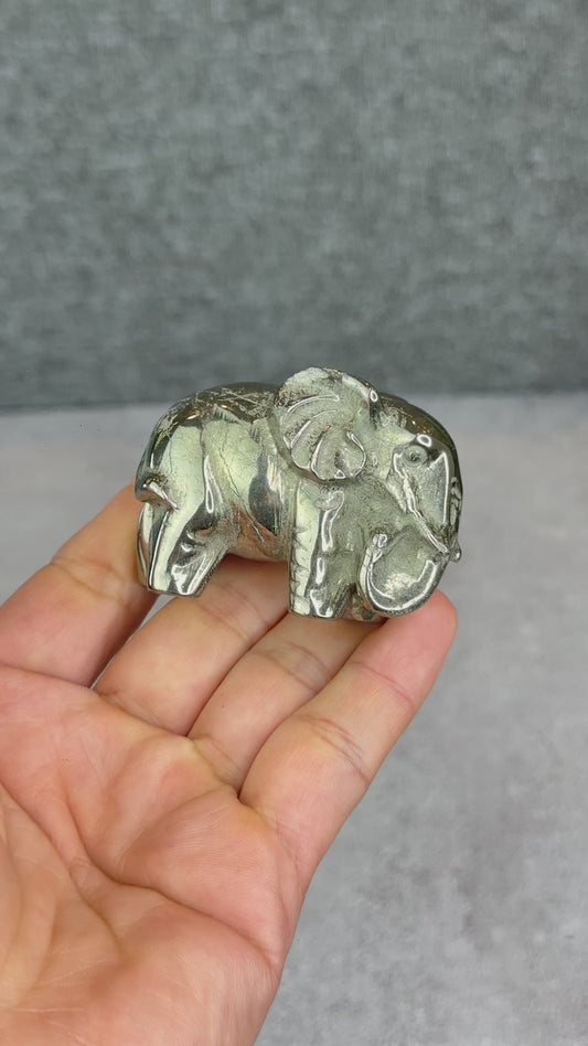 Natural Pyrite Elephant Figurine