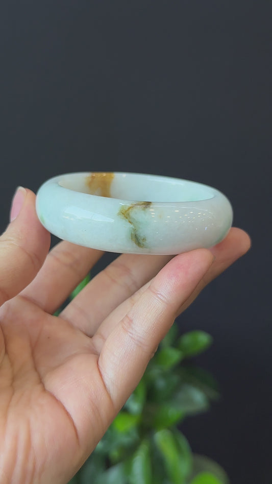 Natural Jadeite Jade Bangle Leaf Style Size 55 mm