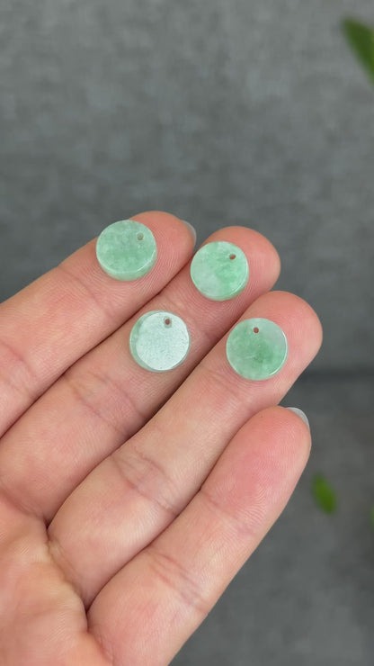 Natural Apple Green Jadeite Jade Round Shape Charm