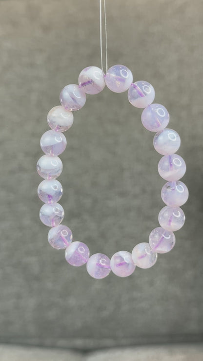 Natural Lavender Moon Quartz with White Inclusions Bracelet