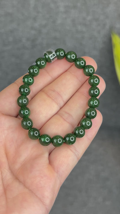 Natural Nephrite Jade Bracelet Size 8 mm - High Quality