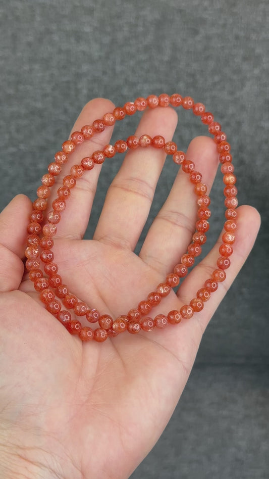 Natural Golden Sunstone Triple Wrap Bracelet Size 6 mm