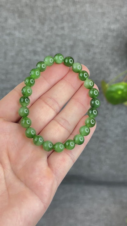 Natural Nephrite Jade Bracelet size 7.5 mm mm