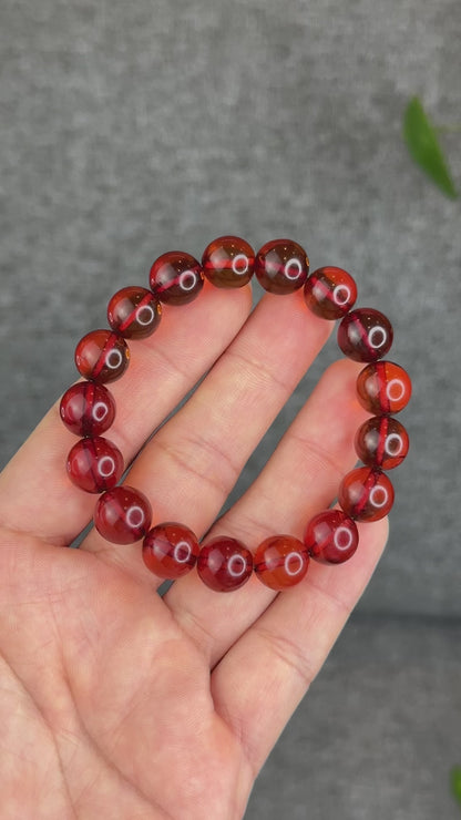 Natural Blood Amber Bracelet Size 11.3 mm