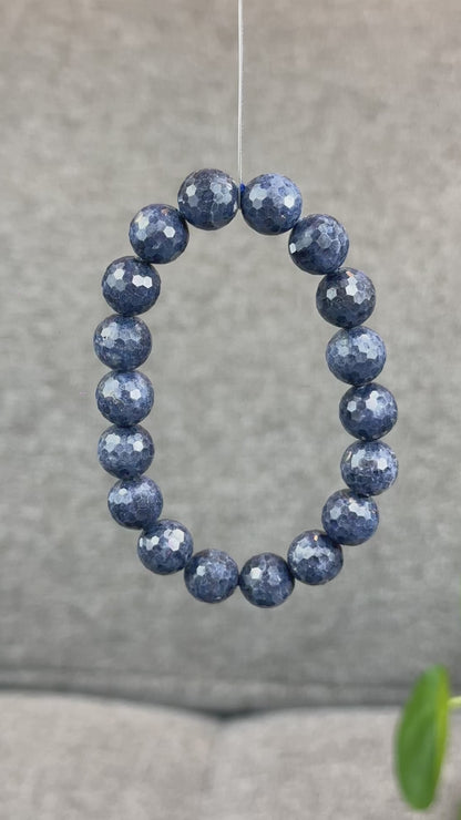 Natural Blue Sapphire Faceted Bracelet Size 11.5 mm