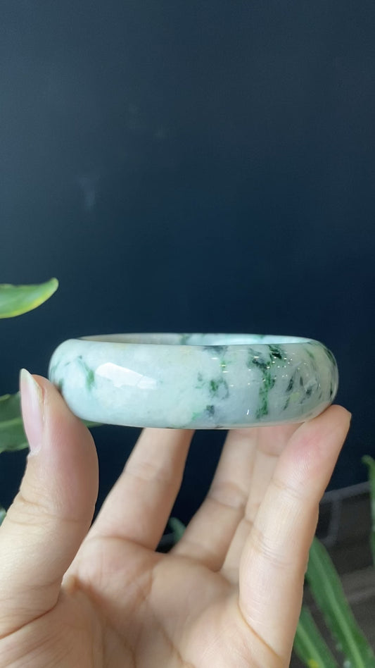 Natural Jadeite Jade Bangle Size Leaf Style 55 mm