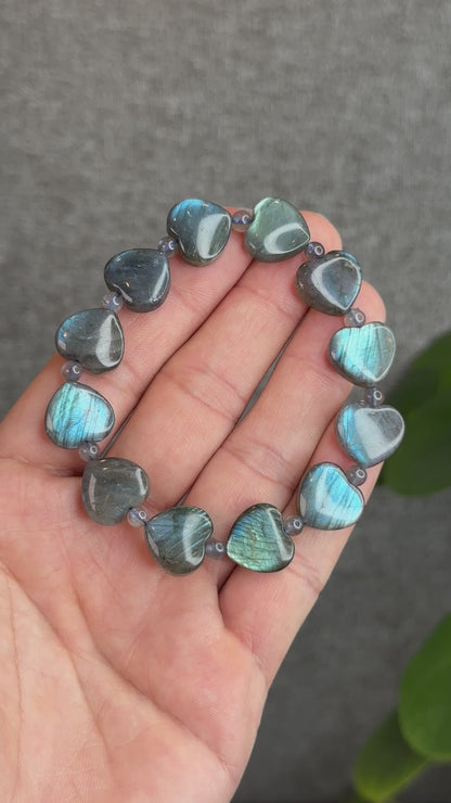 Natural Labradorite Heart Bracelet