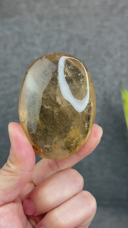 Natural Clear Smokey Quartz VIP Palm Stone