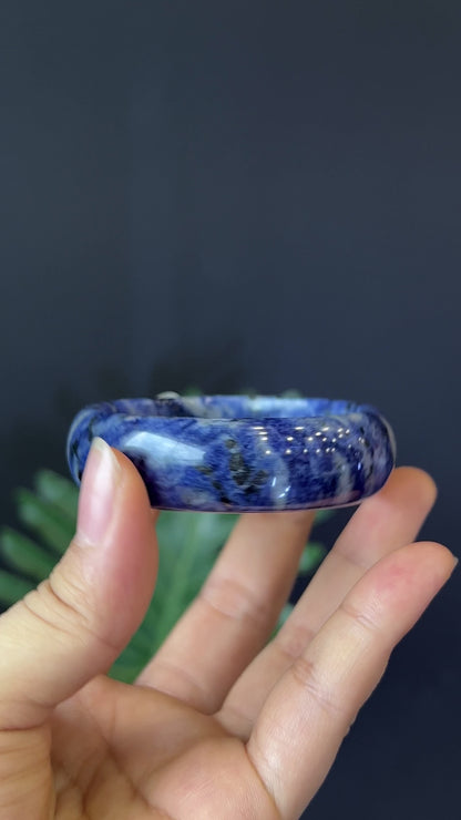 Natural Lapis Lazuli Bangle Leaf Style Size 52 mm