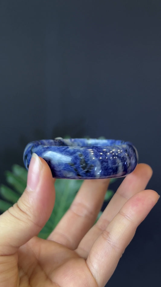 Natural Lapis Lazuli Bangle Leaf Style Size 52 mm