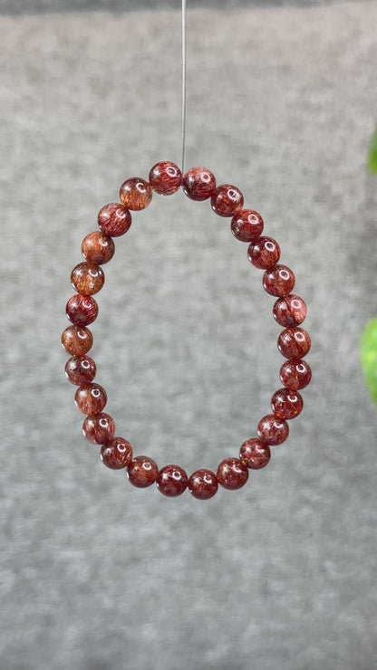 Natural Brown Rutilated Quartz Bracelet Size 7.5 mm