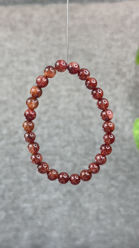 Natural Brown Rutilated Quartz Bracelet Size 7.5 mm