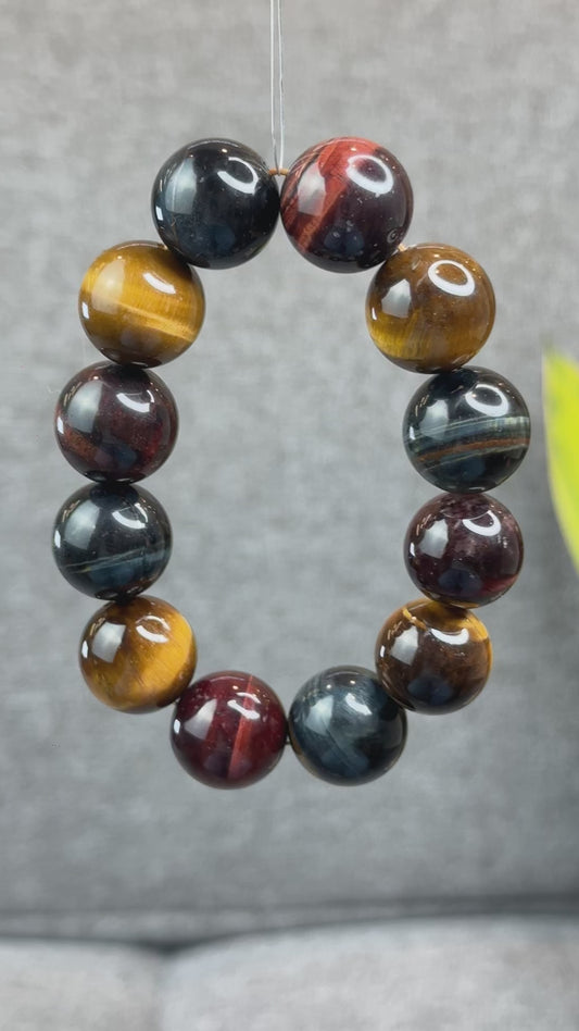 Natural Multi Colour Tiger Eye Bracelet Size 18 mm