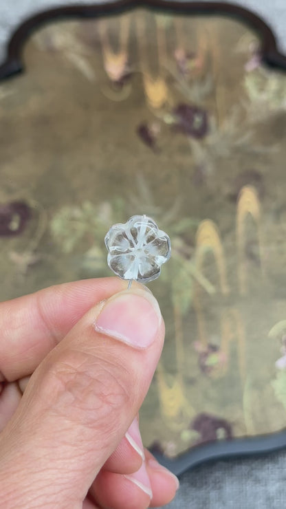 Natural Clear Quartz Flower Charm - High Quality