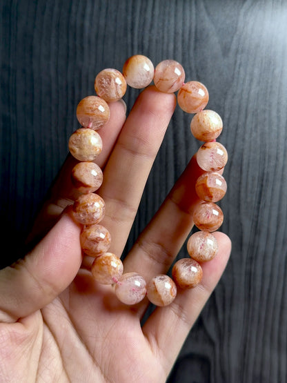 Orange Landscape Sericite Quartz Bracelet Size 11 mm