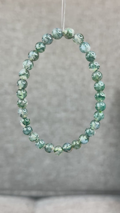 Natural Moss Agate Bracelet Size 6.5 mm