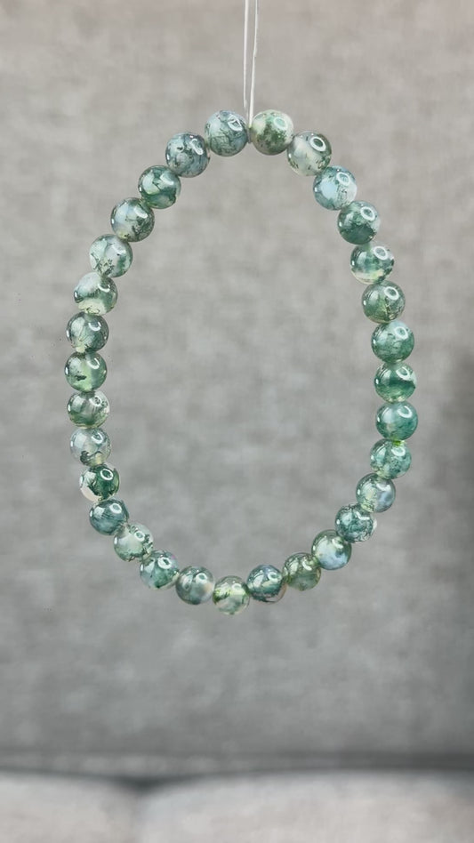 Natural Moss Agate Bracelet Size 6.5 mm