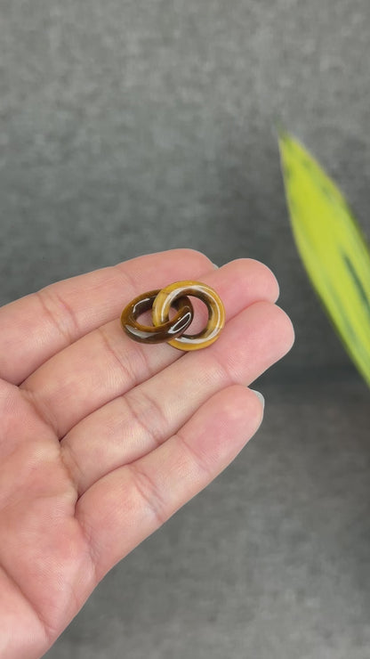 Natural Yellow Tiger Eye Circle Interlock Charm