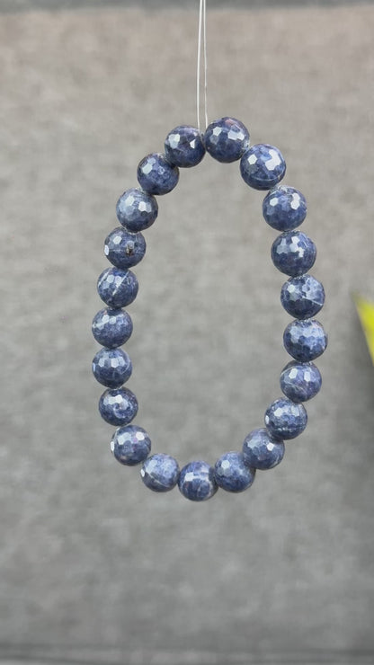 Natural Faceted Blue Sapphire Bracelet Size 9 mm