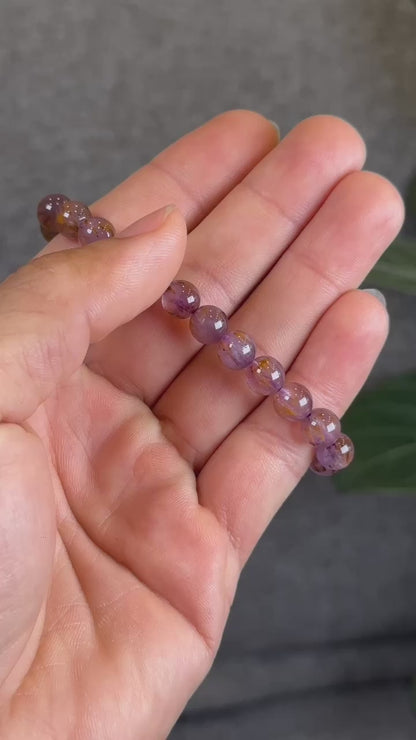 Natural Amethyst Cacoxenite Bracelet Size 7.5 mm