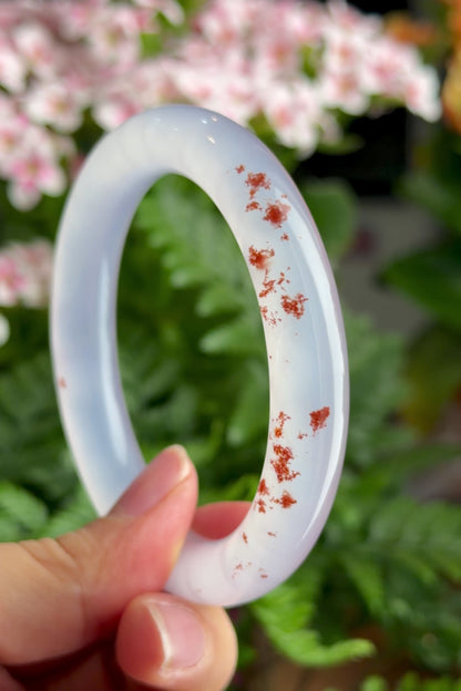 Natural Cinnibar Agate Bangle Chopstick Style Size 58 mm