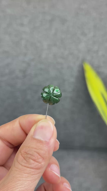Natural Nephrite Jade 4 Leaf Clover Charm